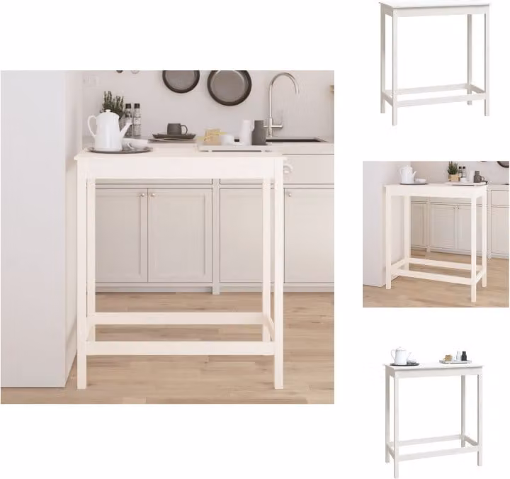 vidaXL Tavolo da bar bianco 100x50x110 cm in legno di pino massiccio - Tavoli da pranzo