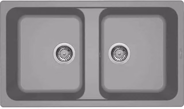 Lavello da incasso Elleci Life 450 a 2 vasche in Granitek Grigio, L: 86 cm, P: 50 cm