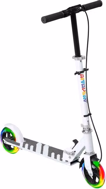 Monopattino per bambini AIYAPLAY con ruote luminose e impugnatura regolabile, pieghevole, bianco – 1