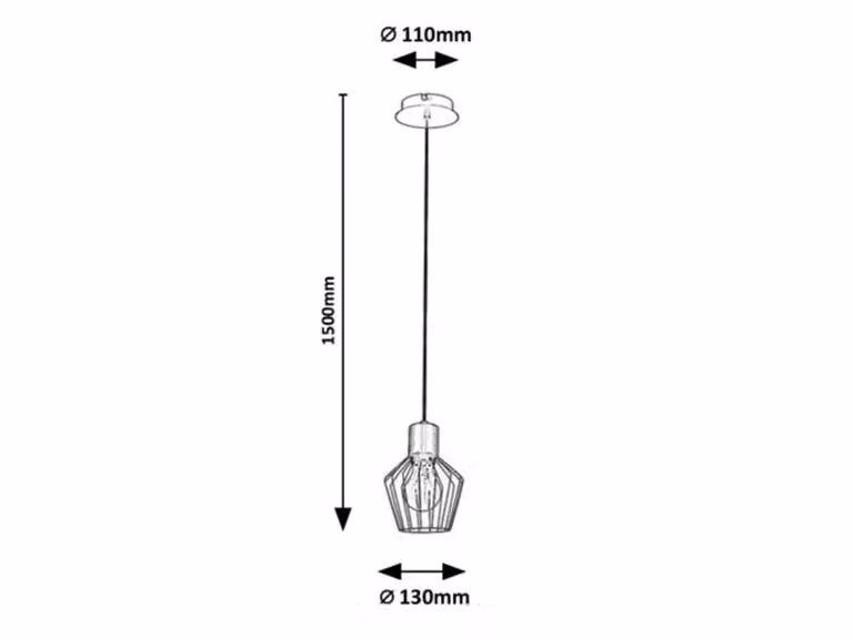 Rabalux 3539 Lampada a sospensione 1 spot Belano, E27, nero, rotondo, industriale, ø130mm