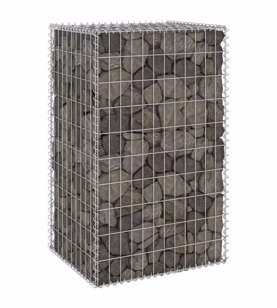 vidaXL Gabbione con Copertura in Acciaio Zincato Grigio Argento L/P/H: 60 x 50 x 100 cm – 2