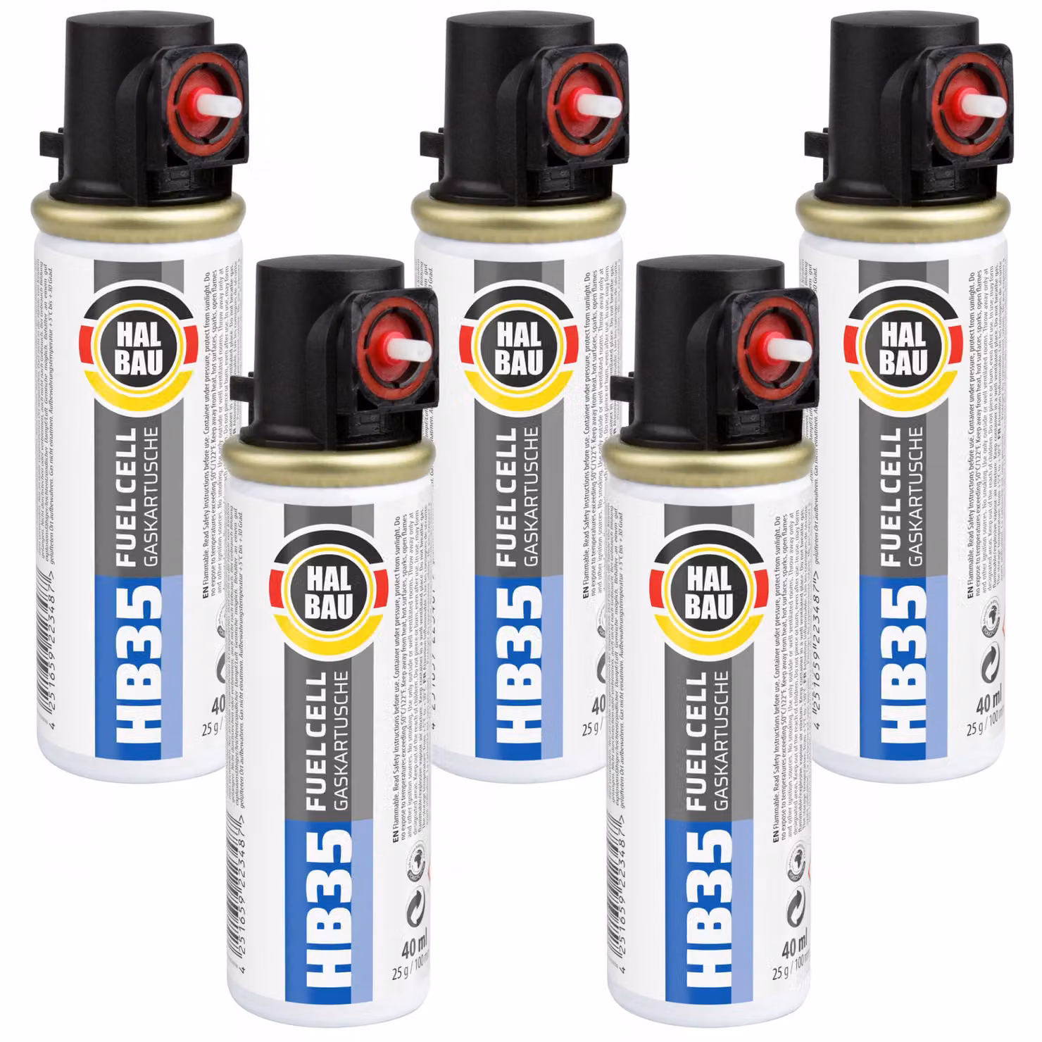 Cartuccia di ricambio HALBAU da 100 mm e 40 ml per chiodatrice, confezione da 5 cartucce HB35