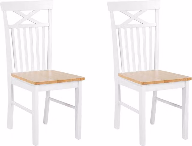 Set di 2 sedie da pranzo Beliani in legno di gomma bianco lucido in stile scandinavo