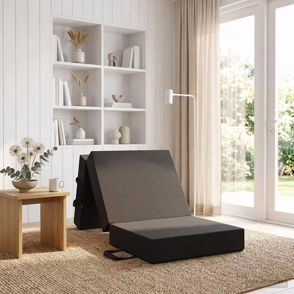 vidaXL Divano Letto Pieghevole Moderno in Tessuto Grigio L: 75 cm, P: 67 cm, H: 45 cm