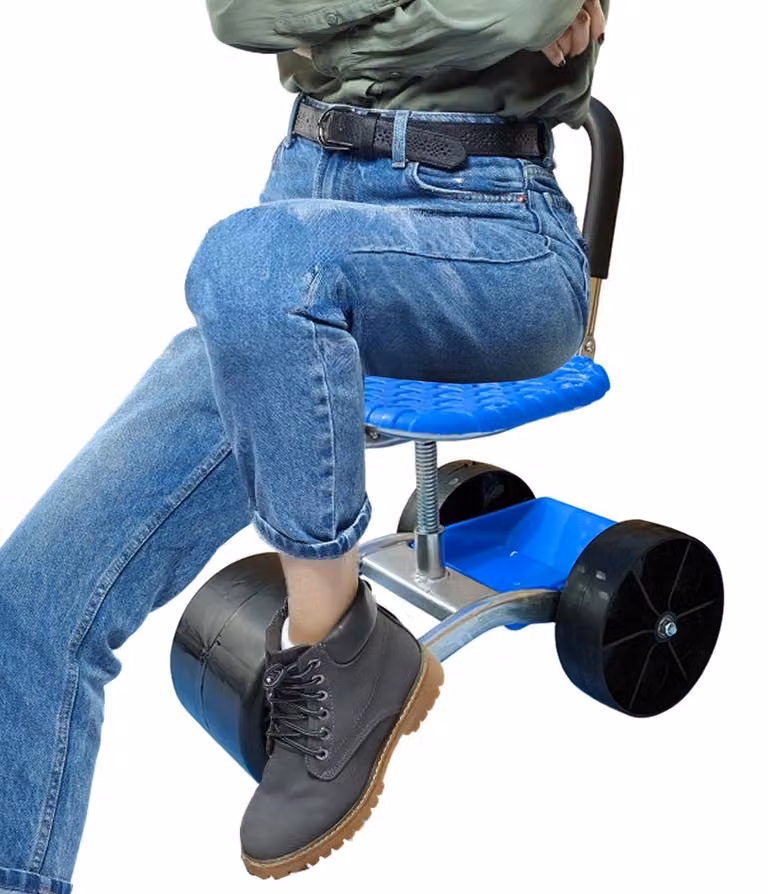 Carrello da giardino con altezza regolabile e ruote, per un giardinaggio più confortevole