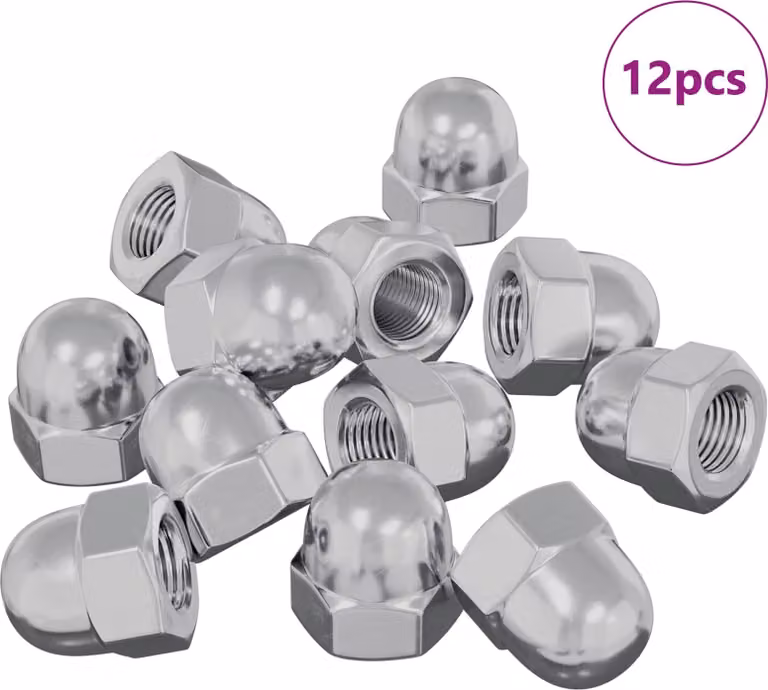 Nuts Esagonali a Ghianda 12 pcs Argento m8 Metallo