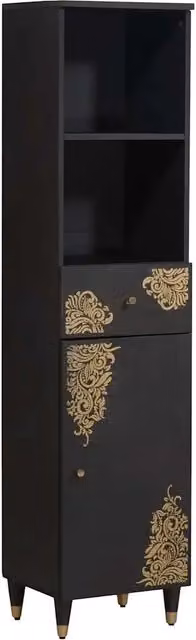 Credenza Buffet Armadio Moderno vidaXL in Legno di Mango Nero L/P/H: 38 x 33 x 160 cm
