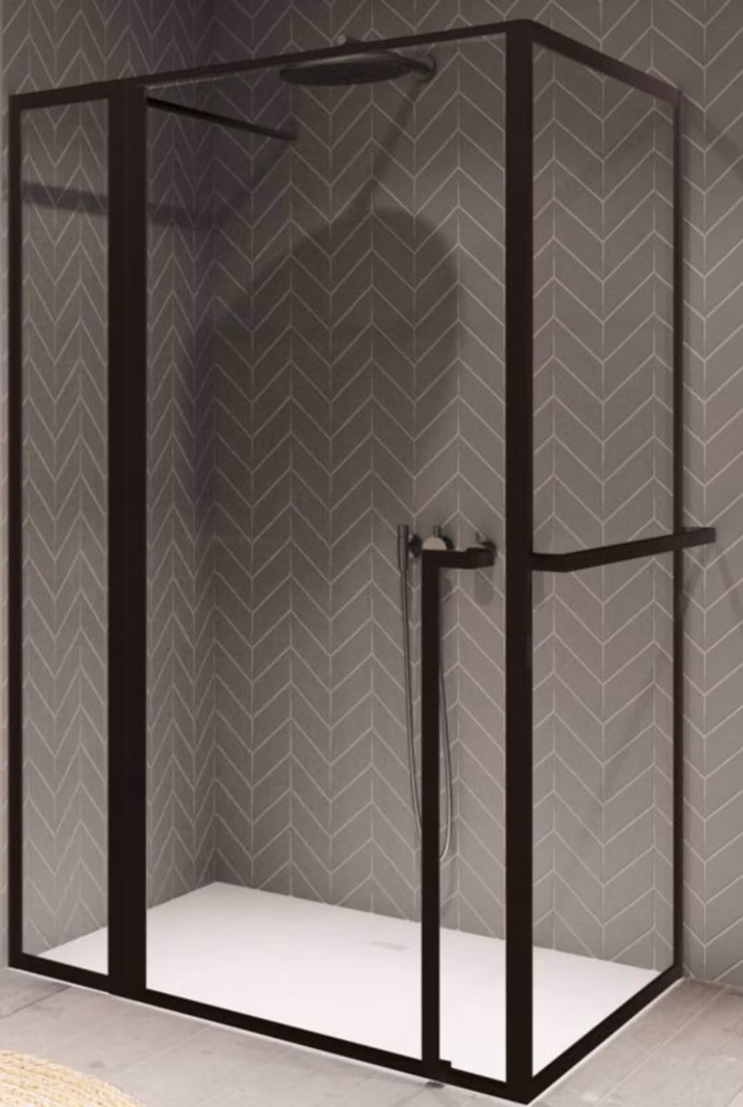 Porta doccia con parete laterale Riho Lucid GD203 XL 130x90x200 cm colore telaio nero GD213B090