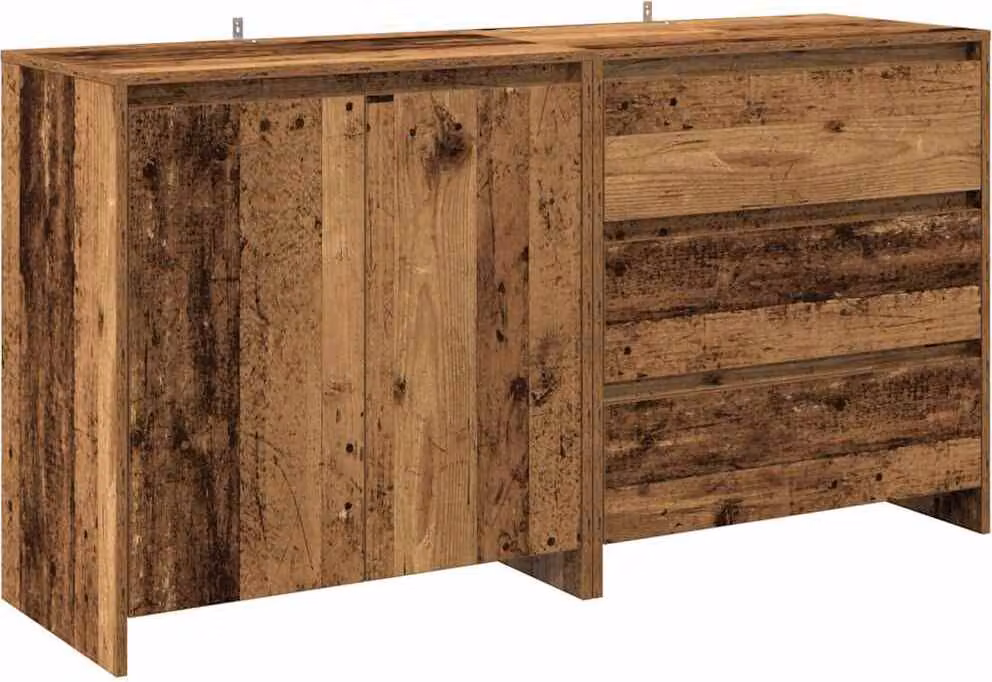 Credenza 2 pz Legno Antico in Legno Multistrato