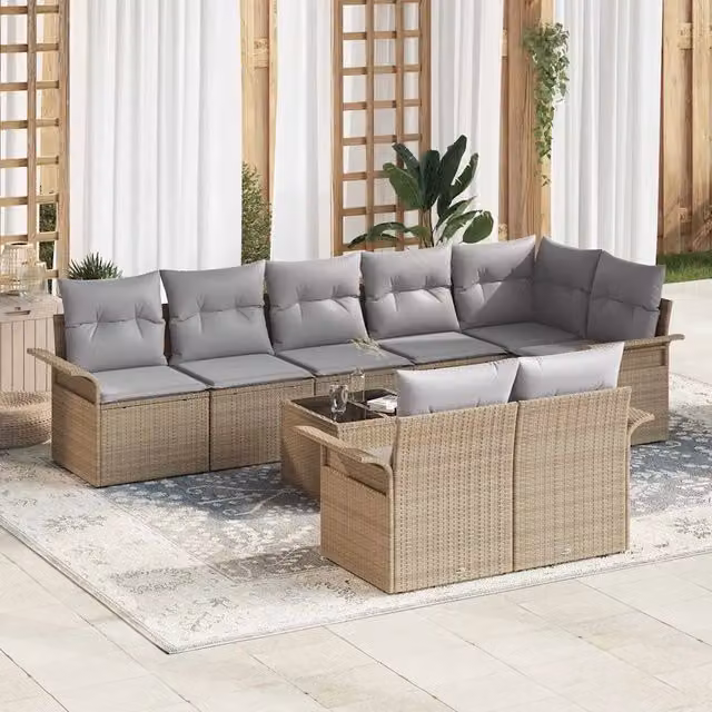 Set Divano da Giardino 9 pz Beige polyrattan 3345420