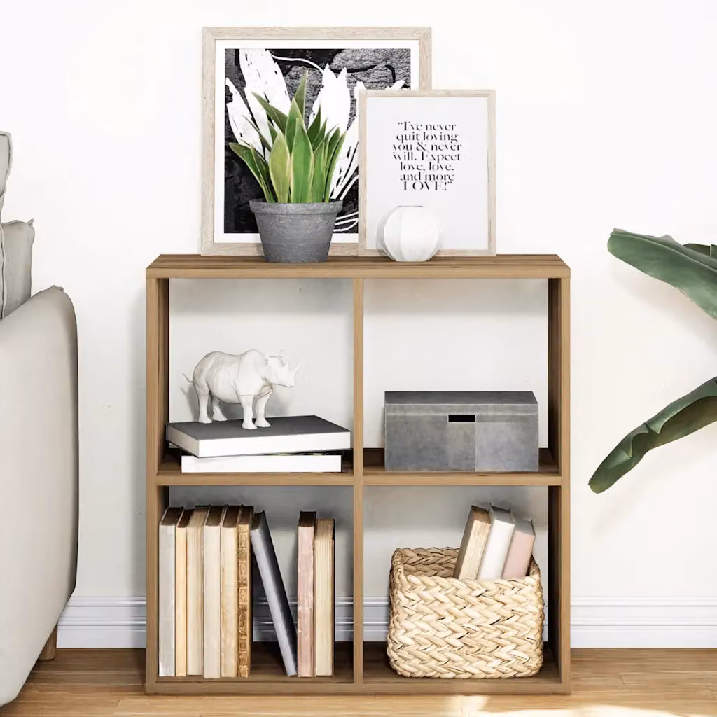 Libreria Divisorio Moderna vidaXL in MDF Marrone con Design Geometrico L: 69,5 cm, P: 29 cm, H: 69,5 cm