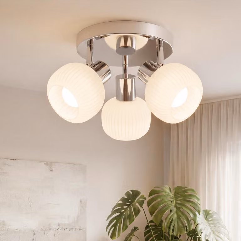 ZMH faretto da soffitto bianco plafoniera rotonda 3 fiamme faretto in vetro paralume Morden lampada da corridoio E14 faretto vintage senza lampadina