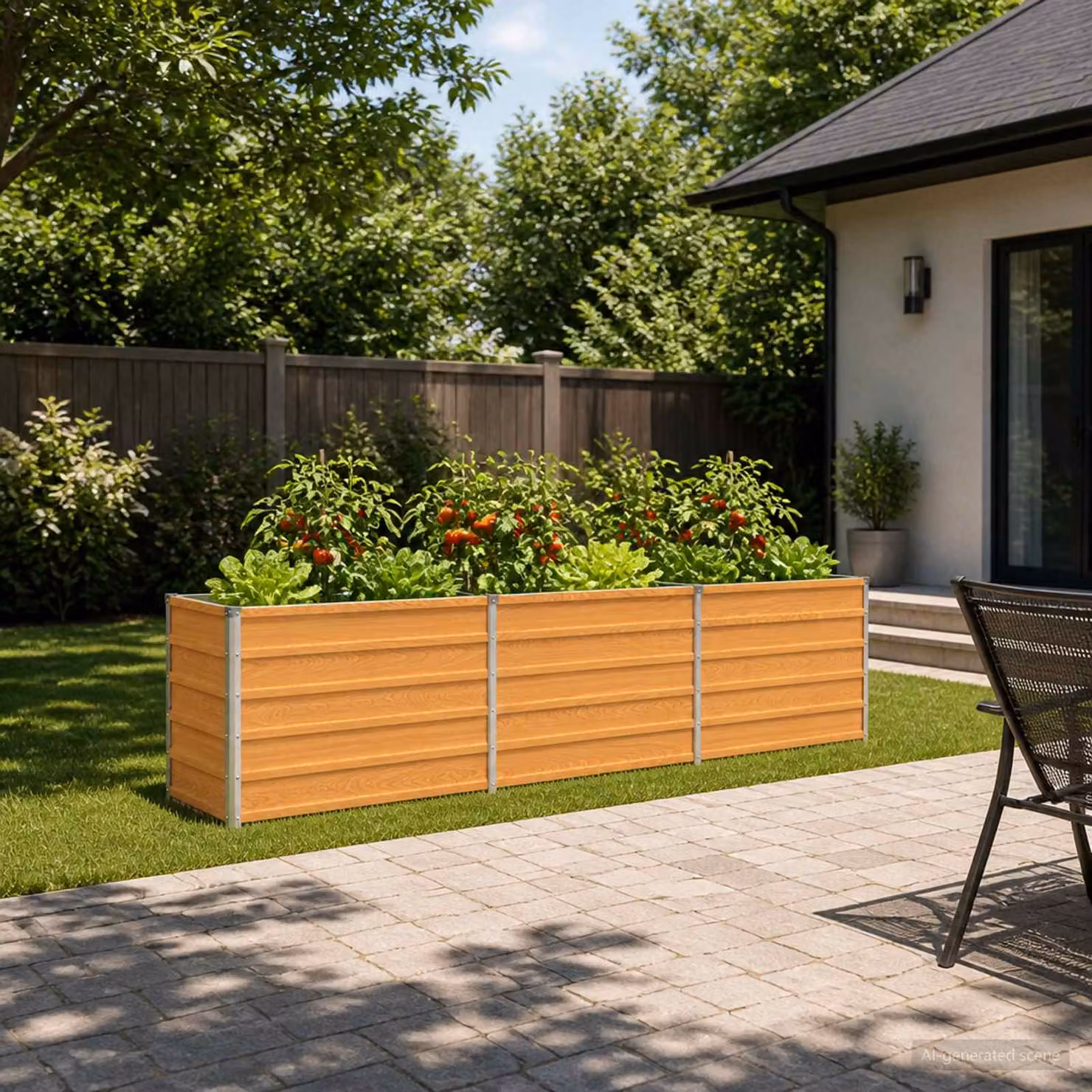 Letto rialzato da giardino vidaXL in metallo Corten color marrone L: 240 cm, P: 40 cm, H: 55 cm