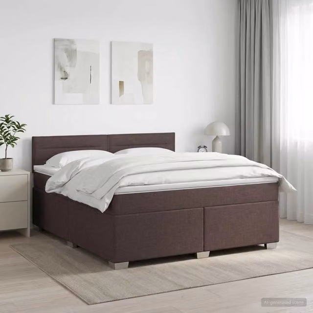 Letto box spring con materasso ibrido vidaXL, colore marrone scuro e bianco, L/P: 160 x 200 cm