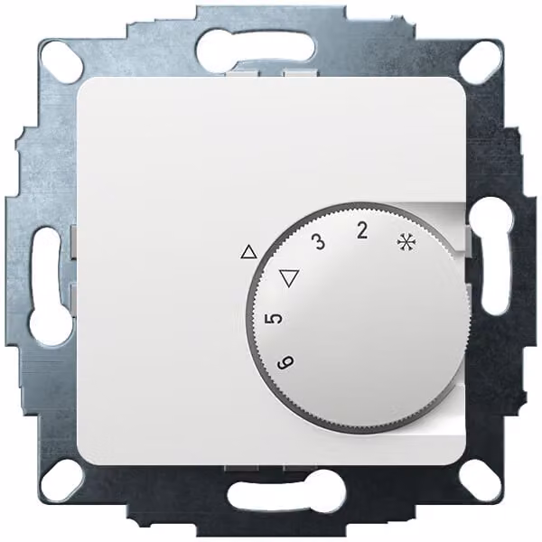 Termostato da incasso Eberle UTE 1033, RAL 9016 lucido, 50x50 mm, temperatura 5-30 °C, CA 230 V