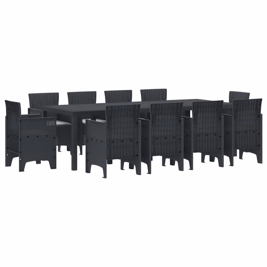 vidaXL Set da Pranzo per Giardino e Terrazzo in Polyrattan 11 Pezzi Antracite – 2