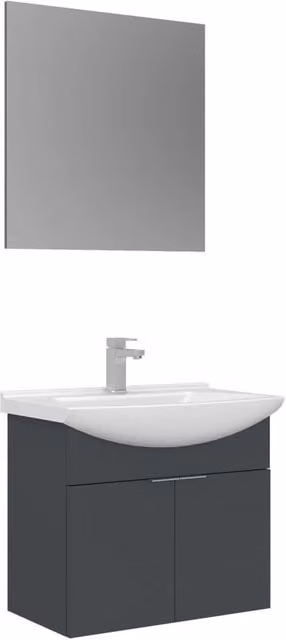 Set mobile lavabo con specchio (2 pezzi) "Purus 65" - 65 x 50 x 58 cm - Antracite opaco