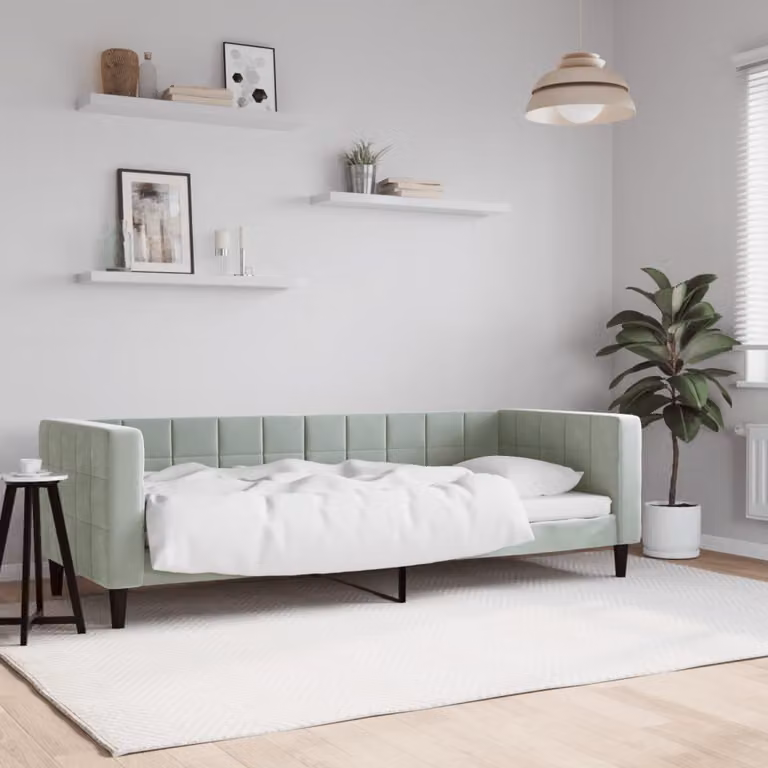 Letto da Giorno vidaXL in Velluto Grigio, L 80 x P 200 cm