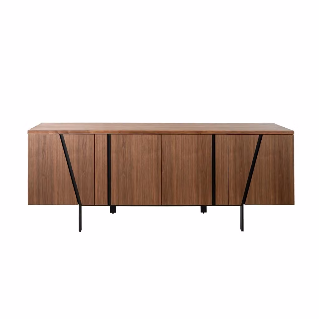 Credenza moderna Angel Cerdá in legno noce e metallo nero con cassetti soft-close – 2