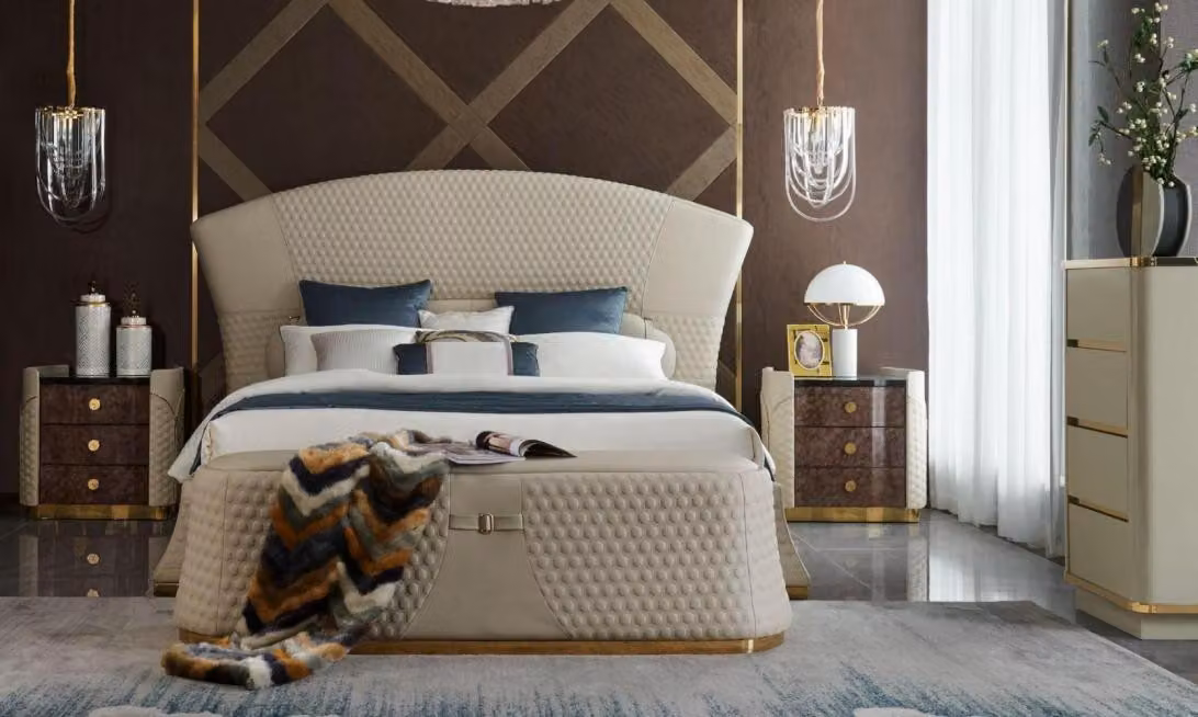Bett Leder Schlafzimmer Möbel Luxury Moderne Betten 3tlg. Set Boxspring Gestelle