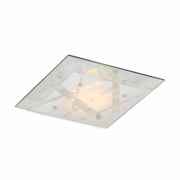 Plafoniera LED quadrata MERTU bianca 12W, bianco caldo, 670 lm, vetro, dimensioni: 7x33,5x33,5 cm, IP20, Italux