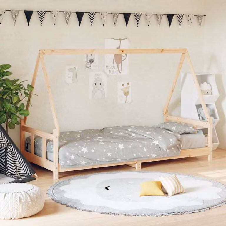 vidaXL Giroletto per Bambini in Legno Massello di Pino Rustico, L/P: 200 x 90 cm
