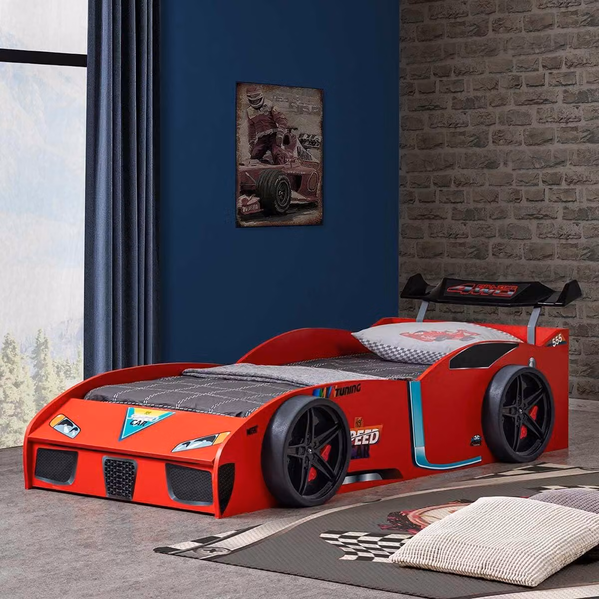 Esclusivo letto per bambini in plastica Letto a forma di auto da corsa Design