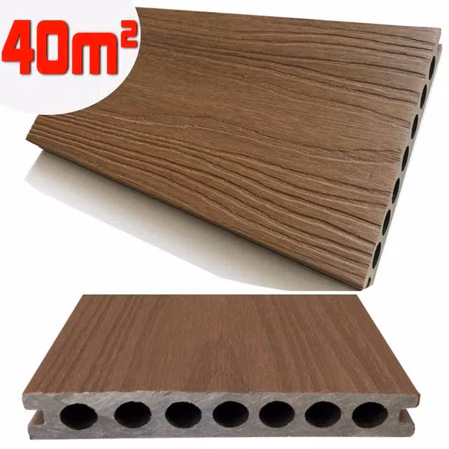 Listone WPC 3D SUPRAM HD co-estruso per pavimentazione decking effetto legno colore Teak L: 13,8 cm, Lunghezza: 220 cm, Spessore: 2,2 cm – 1