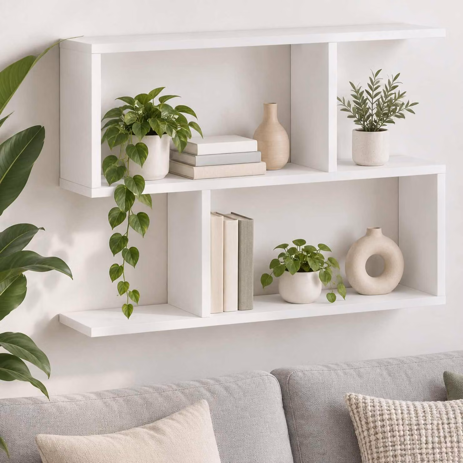 Scaffale da parete vidaXL Bianco in legno e MDF L: 72 cm, P: 17 cm, H: 55.5 cm