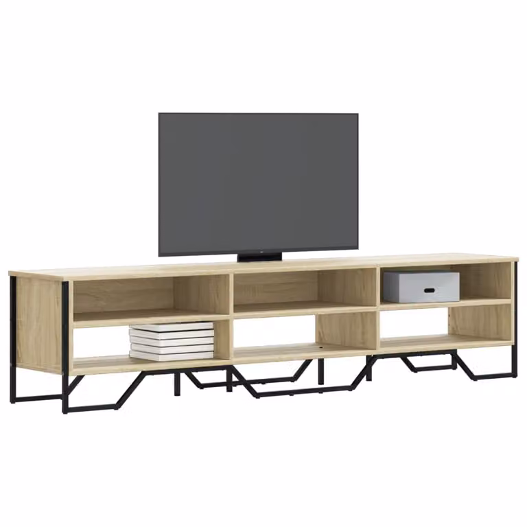 vidaXL Mobile Porta TV Moderno in Legno e Metallo, Colore Rovere Sonoma, L/P/H: 180 x 34 x 41 cm