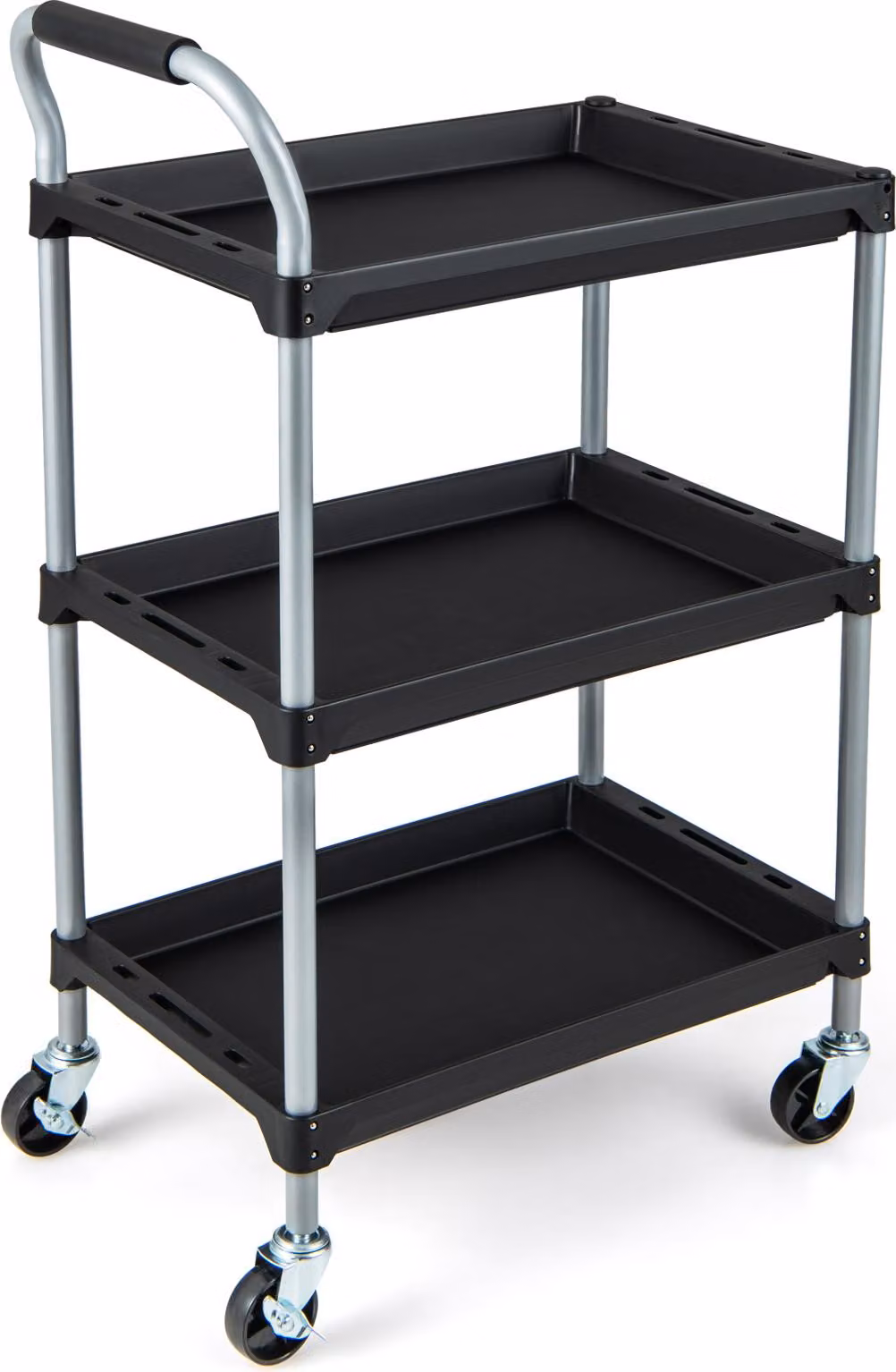 Carrello da officina COSTWAY, carrello portautensili mobile con 3 ripiani, maniglia imbottita e rotelle, carrello da trasporto per garage, magazzino, cucina, 64x40x102 cm