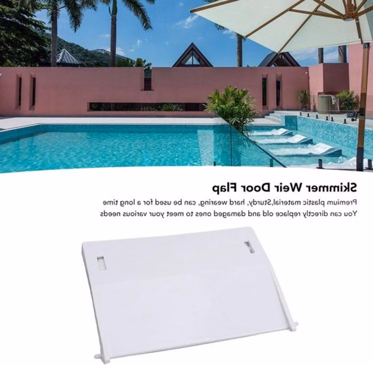 Coperchio di ricambio per skimmer di piscina, realizzata in plastica, con valvola di scarico per un'efficiente gestione dell'acqua e la manutenzione delle piscine, adatta a diversi modelli