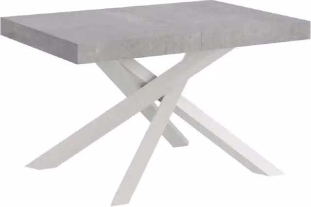 Tavolo allungabile Itamoby Volantis Premium rettangolare colore cemento e gambe bianche L: 130-234 cm, P: 90 cm, H: 77 cm