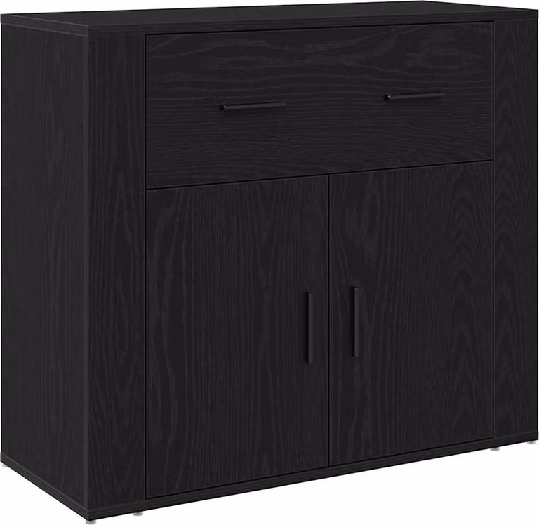 Credenza Rovere Nero 80 x 33 x 70 cm Legno multistrato