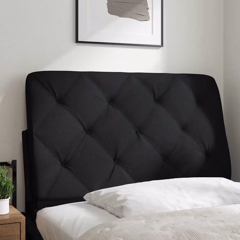 vidaXL Cuscino Testiera Nero 90 cm in Tessuto