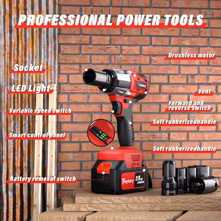 Avvitatore a percussione a batteria - Avvitatore elettrico ricaricabile - 21 V - Coppia di serraggio di 550 Nm - Motore brushless - 2800 giri/min - 3 in 1 - Batteria inclusa