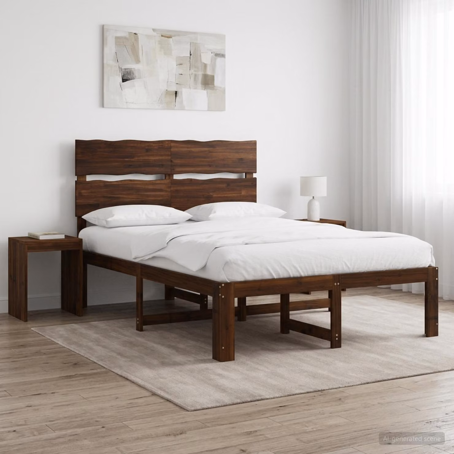 vidaXL Letto matrimoniale ROSTOCK in legno di acacia marrone scuro L/P/H: 164 x 200 x 115 cm