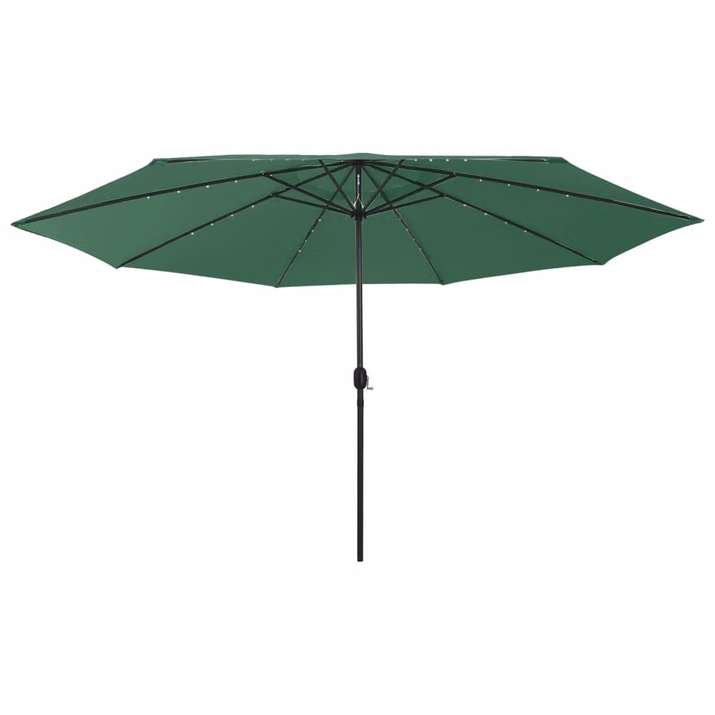 The Living Store Ombrellone con luci LED e asta in metallo 400 cm Verde