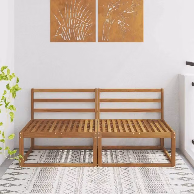 Set di 2 pezzi di divani modulari centrali per esterno DESIGN IN in legno di acacia color marrone L: 158 cm, P: 83 cm, H: 73 cm – 1