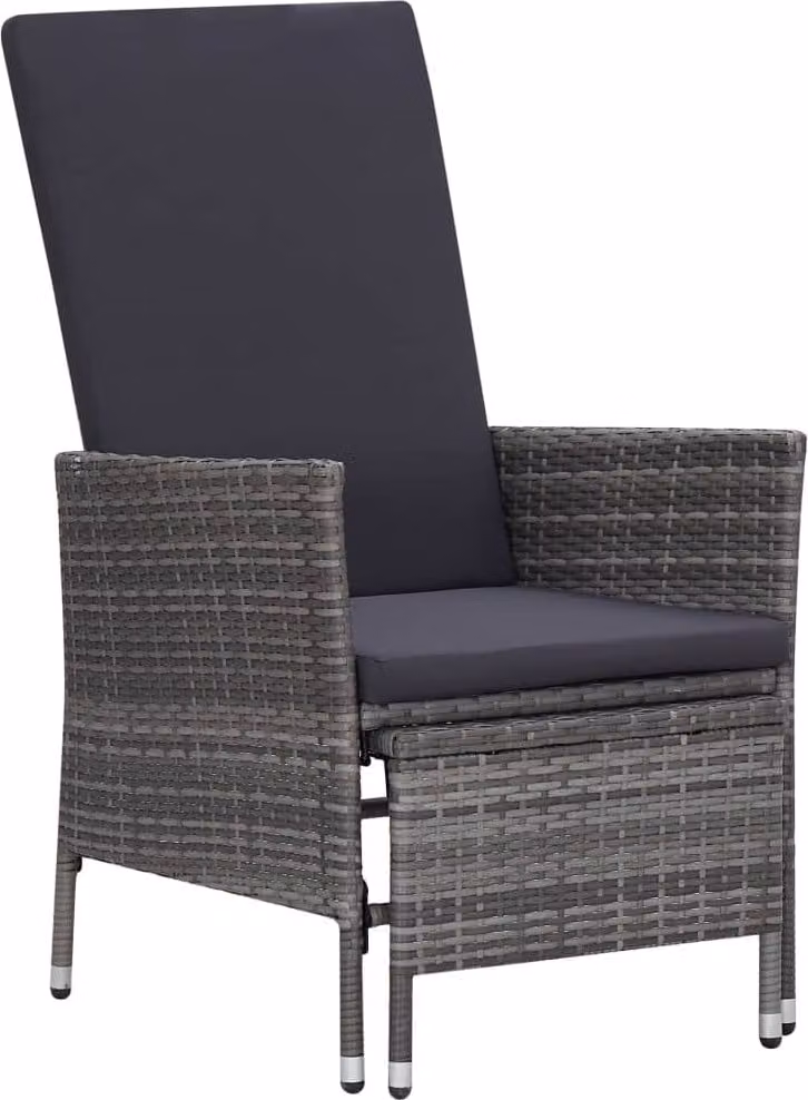 vidaXL Set 3 pezzi da giardino con cuscini in poly rattan grigio