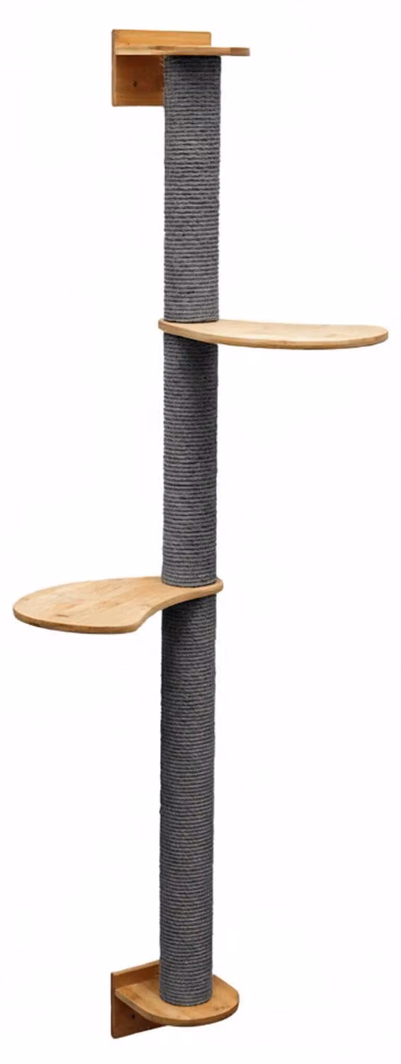 tiragraffi da parete da 130 cm con 2 piattaforme per gatti - Tiragraffi in sisal per montaggio a parete