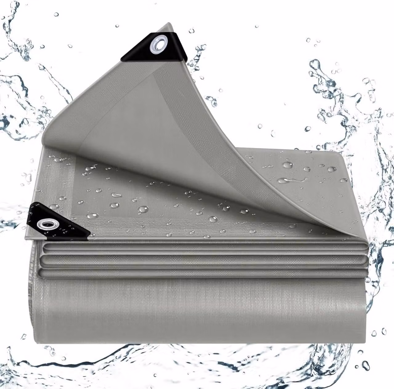 Telo impermeabile con occhielli, 140 g/m², resistente ai raggi UV, colore grigio, dimensioni 1,5 x 6 metri