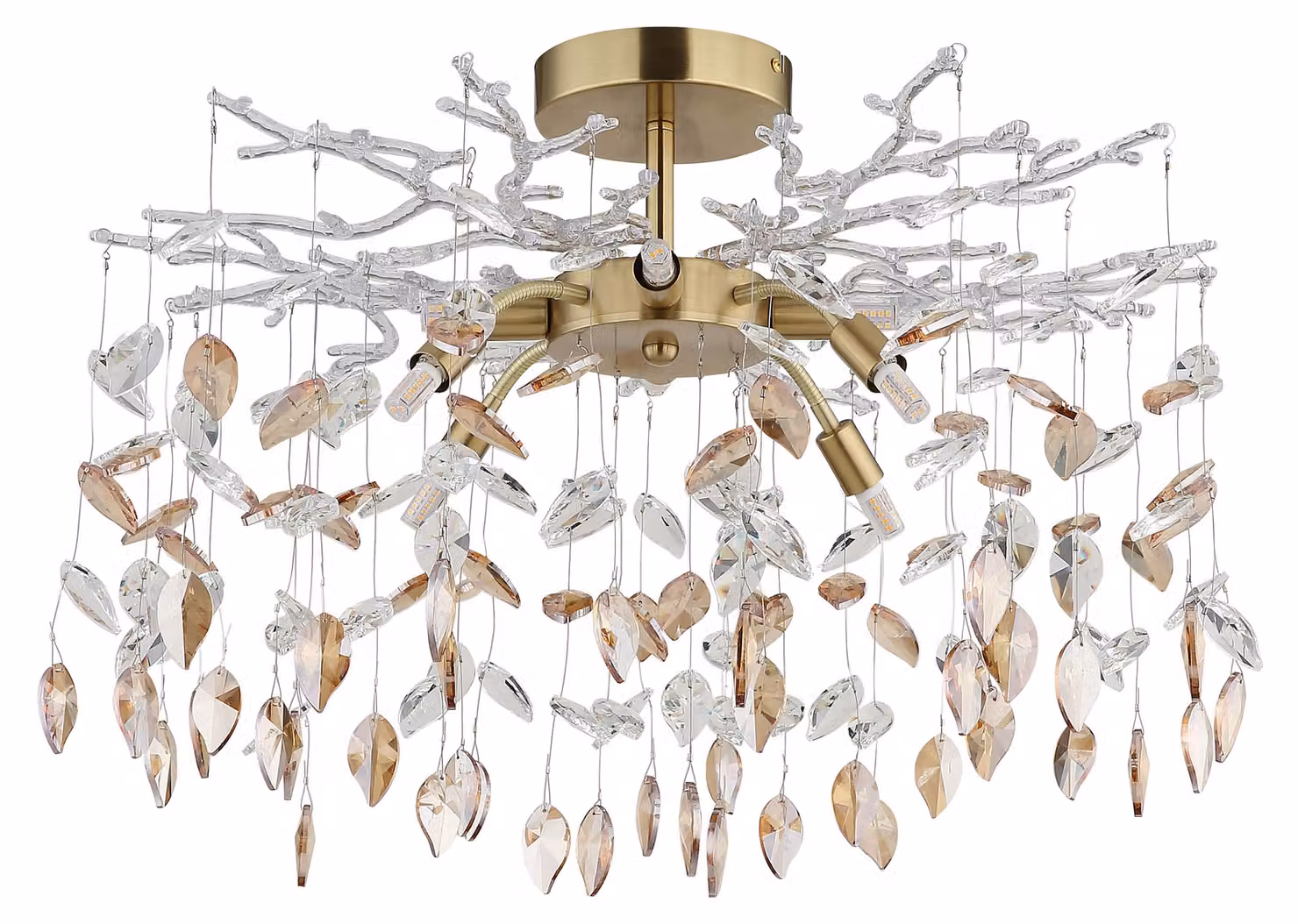 Lampada a soffitto DANNA, metallo dorato, effetto cristallo, 8 portalampada G9, diametro 61 cm