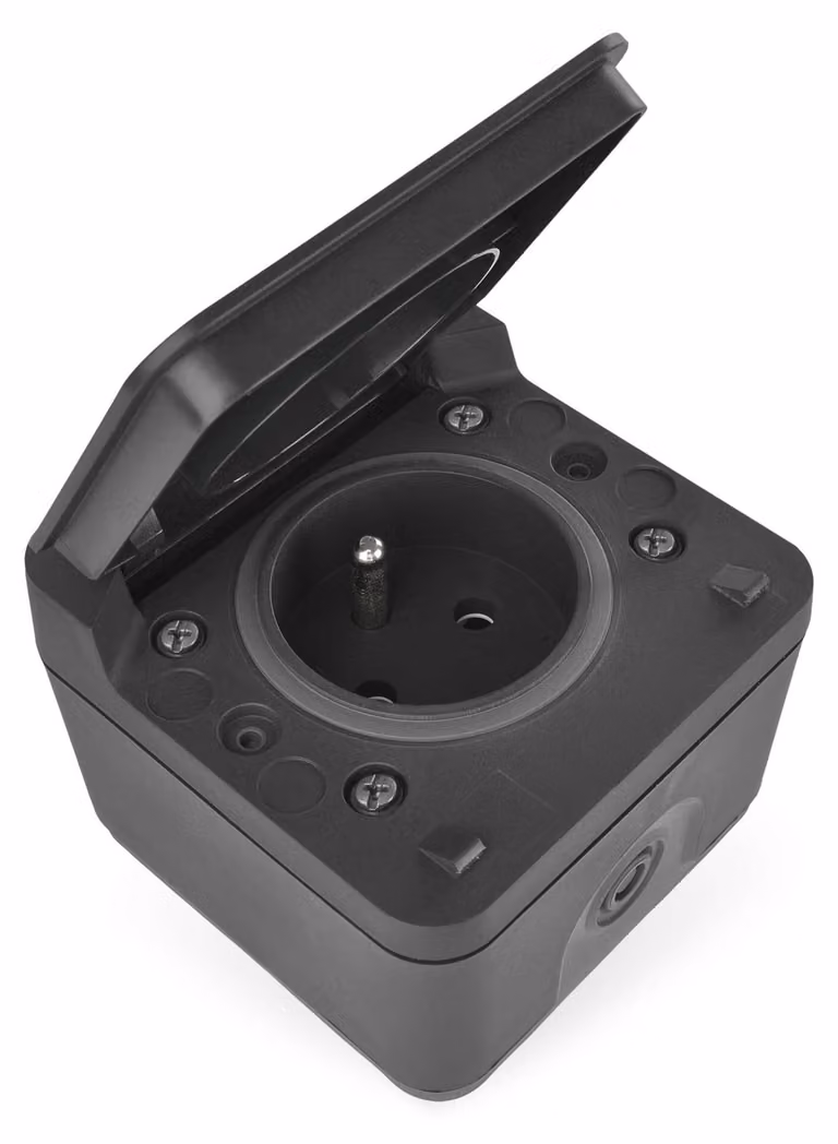 EMOS Grigio presa singola impermeabile IP55 D730420