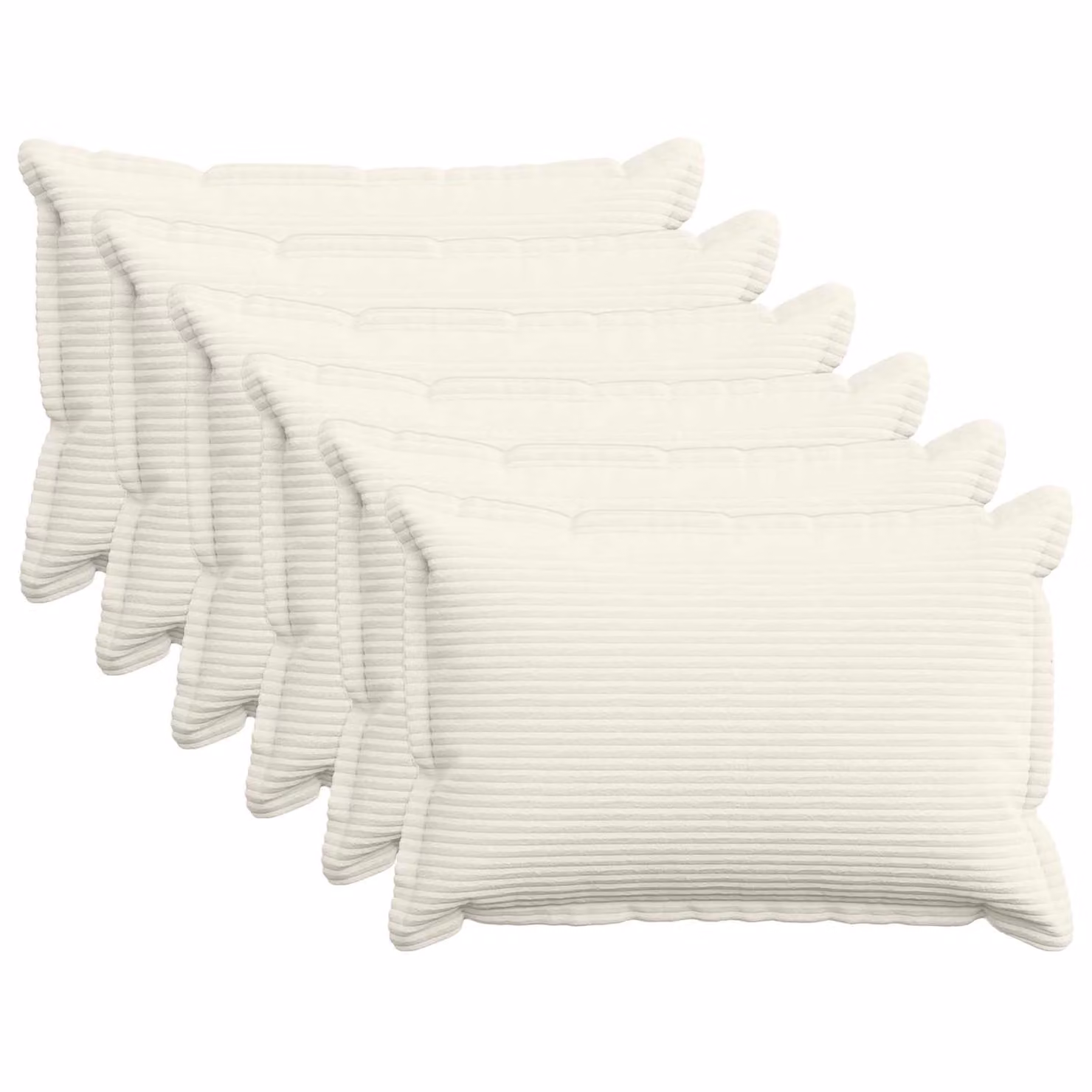 Set di 6 federe vidaXL HOUTEN in velluto a coste, colore crema, L: 80 cm x P: 50 cm
