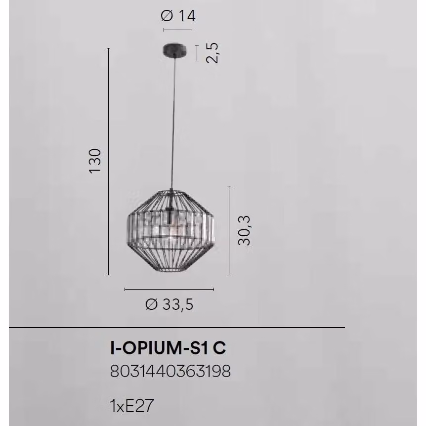 Lampadario a sospensione Opium in metallo nero e vetro trasparente, altezza regolabile, Diametro: 33,5 cm, Altezza: 130 cm – 2