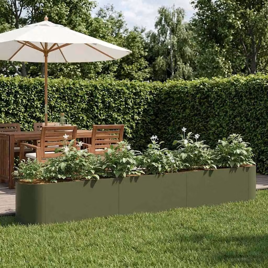Letto rialzato da giardino vidaXL in metallo Verde Oliva L: 280 cm, P: 40 cm, H: 40 cm