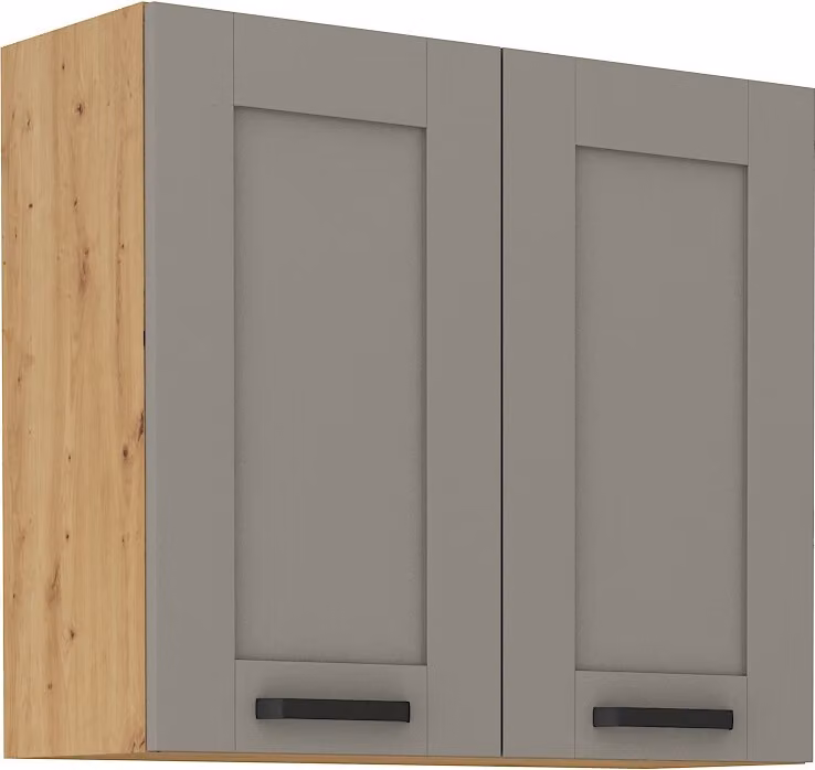 Armadietto superiore da cucina LAILI - larghezza 80 cm, grigio chiaro / rovere artisan