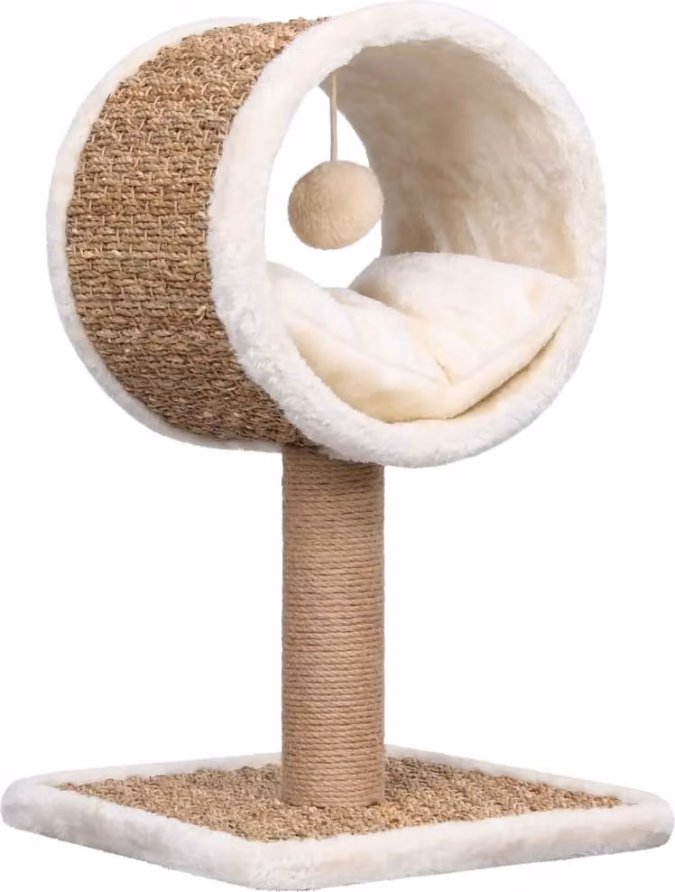 Albero per Gatti con Tunnel in Alto e Giocattolo 56cm in Giunco