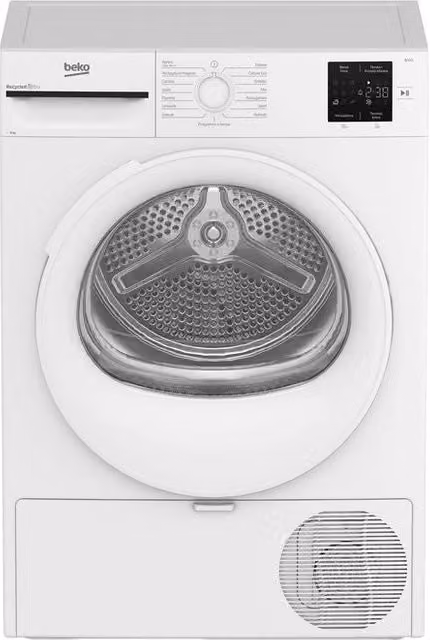Asciugatrice a pompa di calore Beko BMT83EW NX da 8 kg, Classe D, colore Bianco, L: 60 cm, P: 55 cm, H: 85 cm